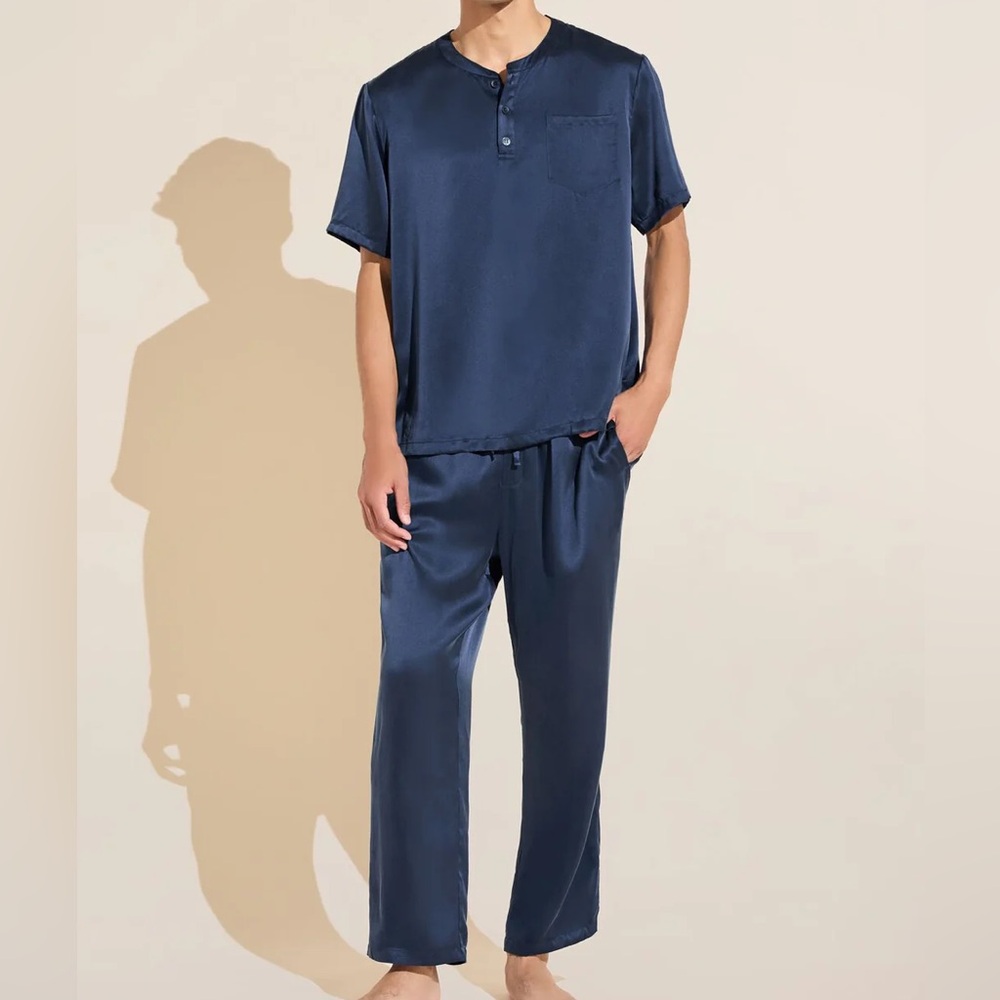 Men's Navy silk eberjey Charles pajamas